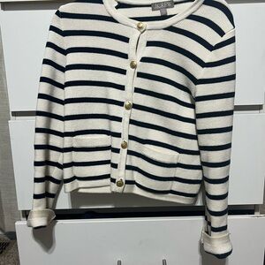 J. Crew Navy and White Striped Sweater